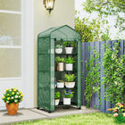 Outsunny - serre portable 27 po L x 20 po l x 65 po H avec 4 étagères et roulettes, vert-4 niveaux à l'intérieur pour un placement pratique des plantes
