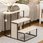 PawHut - Escalier pour chat 3 marches 20 po, rampe échelle recouverte de tapis - blanc crème-Design spécial pour que les animaux jouent ou dorment et profitent de leur temps sans être dérangés 