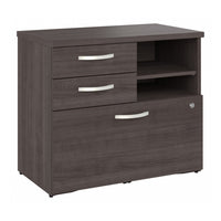Bush Business Furniture - Armoire de rangement de bureau hybride avec tiroirs, gris tempête (HYF130SGSU-Z)-L'armoire de rangement de bureau 30 po L x 17 po P x 26 po H avec tiroirs et étagères présente une solution d'organisation pratique pour le professionnel moderne