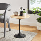 Modway - Lippa Rond de 20 po Bois Table d’appoint - Black Natural-Socle métallique résistant aux éclats