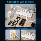 Huntkey - Parasurtenseur multiprise avec 12 prises et 3 ports USB (2 USB-A et 1 USB-C à charge rapide 20 W), cordon de 6 pi avec fiche plate - blanc, paquet de 2-Équipé de 2 ports USB-C et 1 port USB-A pour fournir une charge haute vitesse aux téléphones intelligents et tablettes directement depuis la barre, réduisant ainsi l'encombrement du bureau.