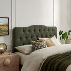 Modway - Annabel Mélange de lin premium Tête de lit complète, Sauge-Cadre en mélange de bois