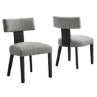 Modway - Nalani Tissu tapis Chaises de salle à manger Ensemble de 2 - Tissage à bruyère gris noir-Ensemble de chaise de salle à manger