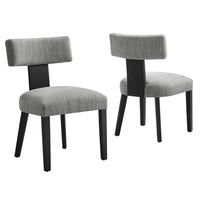 Modway - Nalani Tissu tapis Chaises de salle à manger Ensemble de 2 - Tissage à bruyère gris noir-Ensemble de chaise de salle à manger