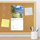 DateWorks - Mini Calendrier Mural 16 Mois Des Plages de 2025 - 7 po x 7 po - Bilingue-Parfait à accrocher sur un mur, un tableau en liège ou un tableau d'affichage à la maison, à l'école ou au bureau