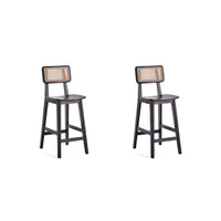 Manhattan Comfort - Versailles tabouret de comptoir style industriel chic 15,75" - noir et cannage naturel - lot de 2-Moderne - industrie chic canne comptoir tabouret comptoir parfait hauteur de comptoir bar et îlots. Ensemble de 2