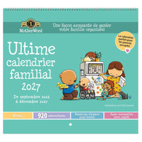 MotherWord - Calendrier mural mensuel 2026-2027 à onglets - 11 po H x 12 po l - français-16 mois avec onglets mensuels imprimés : septembre 2026 - décembre 2027