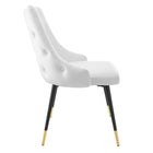 Modway - Adorn Performance Velvet Fauteuil d’appoint de salle à manger Ensemble de 2 - Blanc-Jambes noires effilées