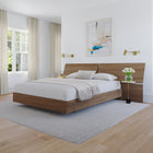Nexera - Tête de lit panoramique queen, Noyer-Donne un look contemporain à votre chambre à coucher avec ses lignes droites modernes et son fini noyer très tendance