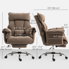 HOMCOM - Fauteuil de bureau exécutif inclinable avec repose-pieds et appui-tête - brun clair-La hauteur réglable et le siège pivotant à 360° permettent un positionnement ergonomique et des mouvements flexibles