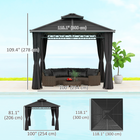 Outsunny - Pavillon à toit rigide double 10 pi l x 10 pi L avec moustiquaires et rideaux - noir-Le toit à double ventilation aide à faire circuler l’air