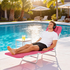 Outsunny - Chaise longue d’extérieur - chaise pliante inclinable réglable - rose-Dossier réglable - de 0 à 180 degrés pour répondre à vos besoins de confort