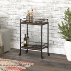 Hudson&Canal - Chariot de bar Barnes 23,5" de largeur - Brun aulne-Caractéristiques assemblage facile