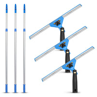 Gritt Commercial - Ensemble de nettoyage de vitres - Raclette pivotante de 14 po pour fenêtres - Perche télescopique de 6 pi - Lot de 3-2 outils pour un nettoyage de vitres professionnel