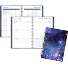 Mead - Agenda scolaire hebdomadaire/mensuel galaxie 2025-2026 - 8 1/2 po H x 5 1/2 po l - noir/bleu - bilingue-Reliure à double spirale