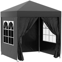 Outsunny - Tente auvent pliante 6.6 pi l x 6.6 pi L pour extérieur - jardin - patio - Noir-Tente de fête 6,6 x 6,6 po avec 4 parois amovibles, idéale pour les événements extérieurs comme les BBQ, marchés aux puces et plus encore