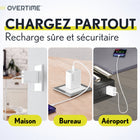 Overtime - Kit de chargeur mural et de voiture avec câble de recharge certifié USB-C de 1,8 m - blanc-Équipé d'un port USB-C PD de 20 W et d'un port USB-A QC de 18 W, il permet de recharger facilement plusieurs appareils en même temps.