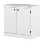 South Shore - Petite armoire de rangement à 2 portes, collection Morgan, blanc pur (7260722)-Poignées en métal au fini noir