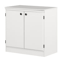 South Shore - Petite armoire de rangement à 2 portes, collection Morgan, blanc pur (7260722)-Poignées en métal au fini noir