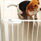 PawHut - Barrière pour animaux de compagnie extra large 30"-32" avec petite porte - 35"H - Blanc-Équipée d’une petite porte, pratique pour le passage des animaux de compagnie