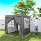 Outsunny - Tente auvent pliante 6.6 pi l x 6.6 pi L pour extérieur - jardin - patio - Gris-Parois latérales avec attaches à boucles et crochets pour un montage et un démontage faciles, 2 avec grande fenêtre à panneaux pour une visibilité maximale