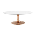 Modway - Lippa 42 po de forme ovale Bois Table basse - Rose White-Base métallique revêtue en poudre