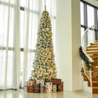 HOMCOM - Sapin de Noël enneigé pré-illuminé 9' avec lumières - vert-550 lumières LED blanc chaud sont intégrées à l'arbre pour offrir un spectacle éblouissant 