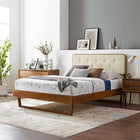 Modway - Bridgette Bois Lit à plateforme queen avec cadre angulaire, Noyer beige-Rubberwood Legs