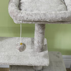 PawHut - Arbre à chat 53 po avec poteaux à griffer, condo, lits - gris clair-Balles de jeu et corde à taquiner pour stimuler le jeu 