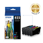 Epson - Cartouches d'encre T822 - Capacité standard - Noir/Cyan/Magenta/Jaune-Manipulation sans souci - impressions résistantes au maculage, à la décolouration et à l’eau