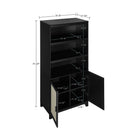 Manhattan Comfort - Sheridan 31,49 po Bibliothèque Armoire Style Mid-Century Moderne - Noir-Comprend 2 portes à fermeture douce avec 4 compartiments dissimulés et 3 étagères ouvertes