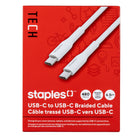 Staples - TECH Câble de chargement USB-C vers USB-C - 6,5 pi - blanc-Câble de chargement USB-C vers USB-C de 6,5 pi (2 m) qui transfère les données à des vitesses allant jusqu’à 480 Mb/s