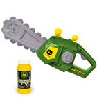 John Deere - Tronçonneuse Motorisée à Bulles-Doté d'une poignée souple facile à actionner, idéale pour les jeunes enfants : il suffit de dévisser le couvercle, de verser la solution à bulles fournie et de laisser les bulles s'envoler