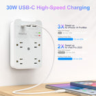 ShoppingAll - Huntkey multiprise murale avec parasurtenseur, 4 prises et 3 ports USB - Paquet de 2-Aide à protéger les appareils électroniques contre les pointes de tension, les surcharges et les défauts électriques courants