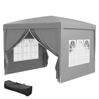 Outsunny - Tente de réception d'extérieur pliante 10 pi l x 10 pi L avec sac de transport, gris clair-Matériau Oxford à haute densité avec revêtement argenté, résistant à l'eau et aux UV
