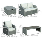 Outsunny - Meubles de patio avec coussins épais et causeuse, gris-Coussin à fermeture éclair rempli d'un rembourrage épais et doux pour un confort optimal
