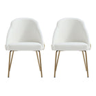 Manhattan Comfort - Lot de 2 chaises de salle à manger modernes Gracie 61,5 cm en similicuir blanc et or-Chaise de salle à manger moderne pour salle à manger et usage de travail lot de 2