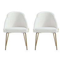 Manhattan Comfort - Lot de 2 chaises de salle à manger modernes Gracie 61,5 cm en similicuir blanc et or-Chaise de salle à manger moderne pour salle à manger et usage de travail lot de 2