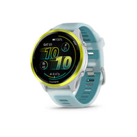 Garmin - Forerunner 570 - 47 mm, aluminium jaune amp avec bracelet translucide Whitestone/Turquoise-ENTRAÎNEMENT ADAPTATIF GARMIN COACH - Entraînez-vous pour un événement, franchissez une étape importante ou améliorez votre condition physique grâce aux programmes d'entraînement Garmin Coach pour la course à pied, le triathlon, le cyclisme ou la musculation. Certains programmes s'adaptent même quotidiennement pour des entraînements personnalisés en fonction de vos performances, de votre récupération et de vo