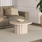 Hudson&Canal - Table basse ronde cannelée Olie - 32 po l - Blanc aulne-La table de montage supporte un poids maximal de 22,7 kg (50 lb)