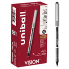 uni-ball – Stylos à bille roulante Vision – 0,7 mm – noir – paquet de 12  -Stylos à bille roulante