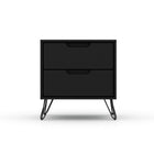 Manhattan Comfort - Rockefeller Table de Nuit Moderne du Milieu du Siècle à 2 Tiroirs 51 cm - Noir - Lot de 2-Capacité de 11 lb par tiroir
