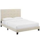 Modway - Melanie Bouton à touffe Tissu rembourré Lit de plateforme complet, Beige-Pas besoin de sommier