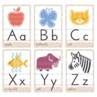 TREND enterprises - Ensemble tableau d'apprentissage de cartes de l'alphabet Bonne nature - Paquet de 32-Les cartes de l'alphabet sur le thème de la nature avec des indices d'illustration comprennent des pièces à voyelles longues et à voyelles courtes