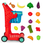Battat - Ensemble chariot de courses et épicerie -Variété amusante : Tout est au menu ici – 14 aliments colorés comme des fruits, des légumes, du fromage, du poulet et plus encore sont prêts à être achetés et servis