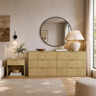 Manhattan Comfort - Clive 72" Commode double à 6 tiroirs style mid-century modern - Chêne naturel et or-9