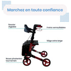 Journey - Déambulateur de mobilité Breeze Rollator - rouge-Les roues pivotantes souples offrent une maniabilité fluide sur les surfaces intérieures et extérieures