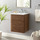 Modway - Render Fixation murale de 18" Vanette de salle de bain - Blanc noyer-Conception murale
