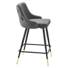 Modway - Adorn Performance Velvet Tabouret de comptoir - Gris-Jambes noires effilées