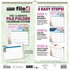WSBL - 2026 Coccinelle File-It  Calendrier mural Mensuel - 30,5 cm l x 30,5 cm H - Anglais-Les pages du calendrier se transforment en 12 chemises compactes - détachez, rangez, classez